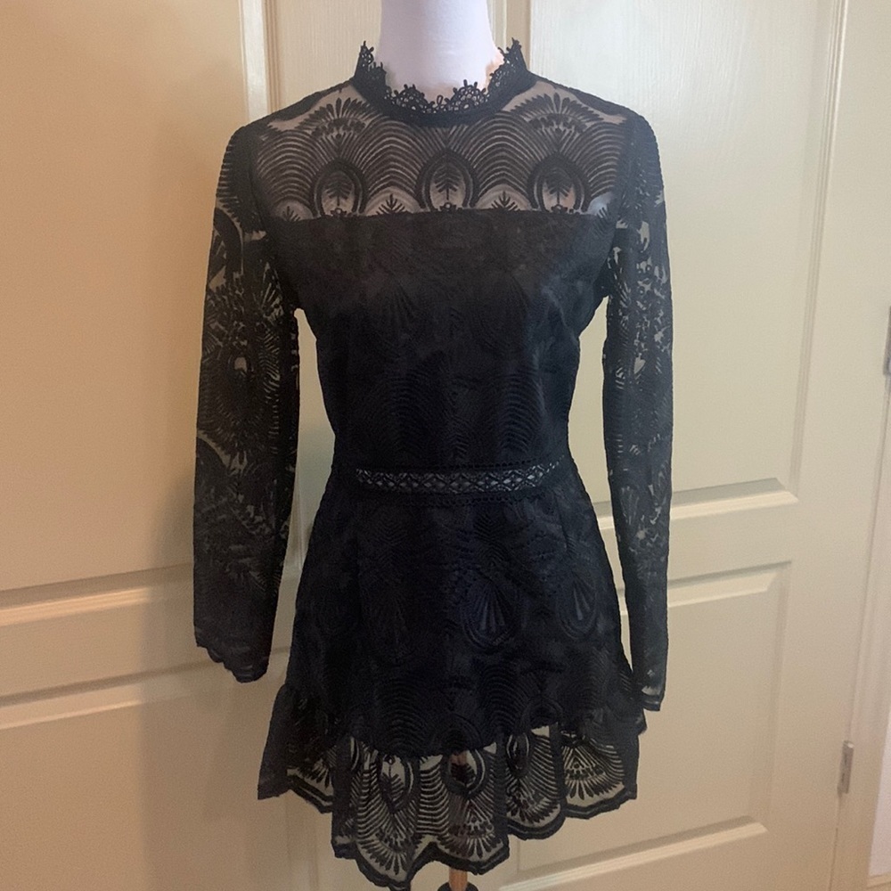 Flirty & Fun Black Lace Dress, Medium